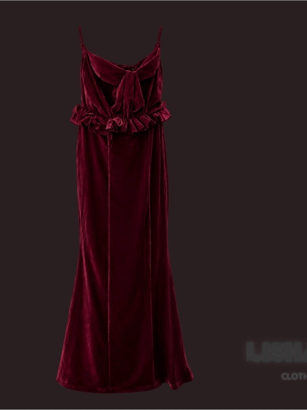 Burgundy Ruffle-Trim Slip Dress